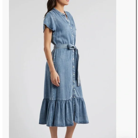 Rails Kahlo Ruffle Hem Denim Midi Dress - Picture 3 of 5